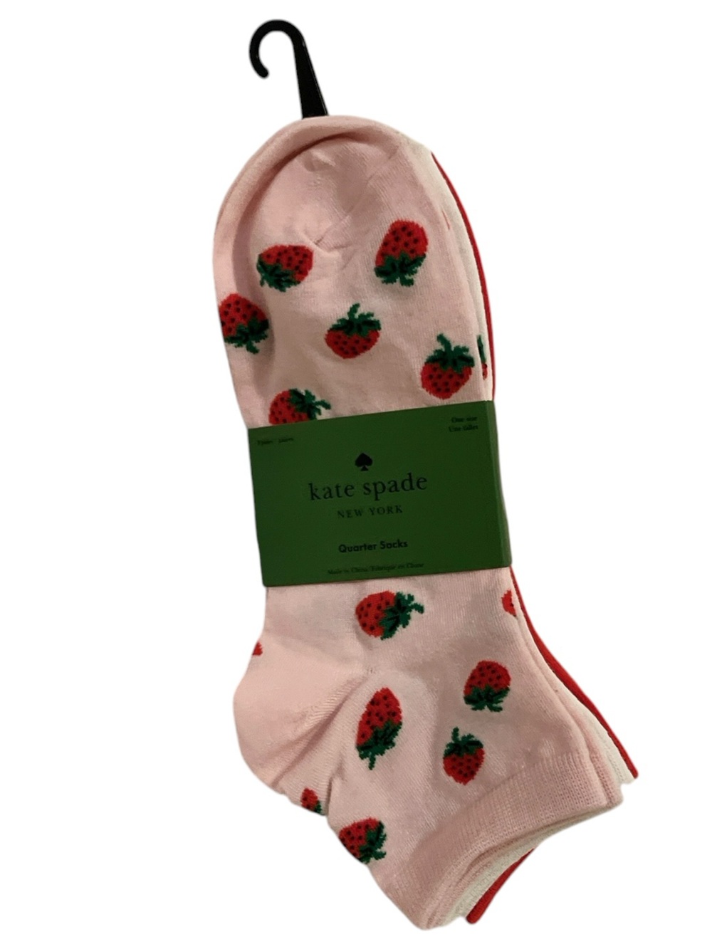 NWT Kate Spade 3 pack Strawberry Quarter Socks - one size